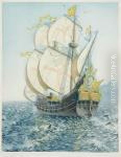 The Golden Galleon (f. 114) Oil Painting by John Taylor Arms