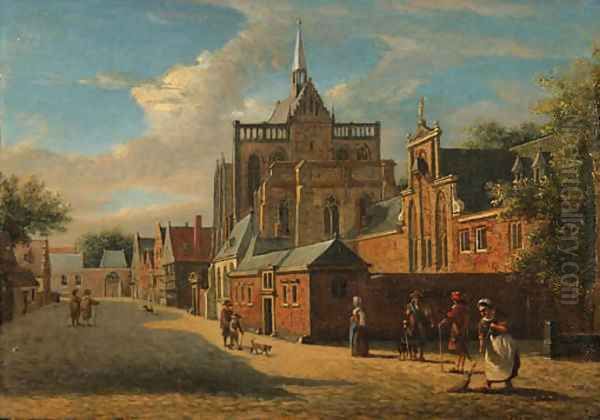 A view in Cologne, looking towards the Cathedral Oil Painting by Jan Van Der Heyden