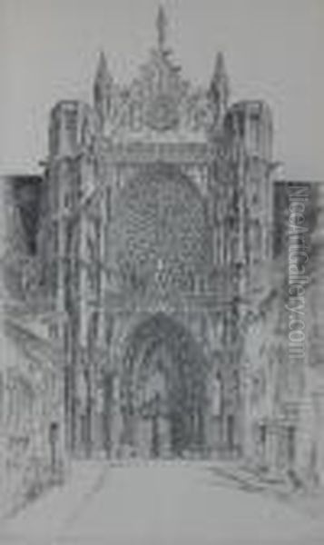 Gothic Glory, Sens Cathedral Oil Painting by John Taylor Arms