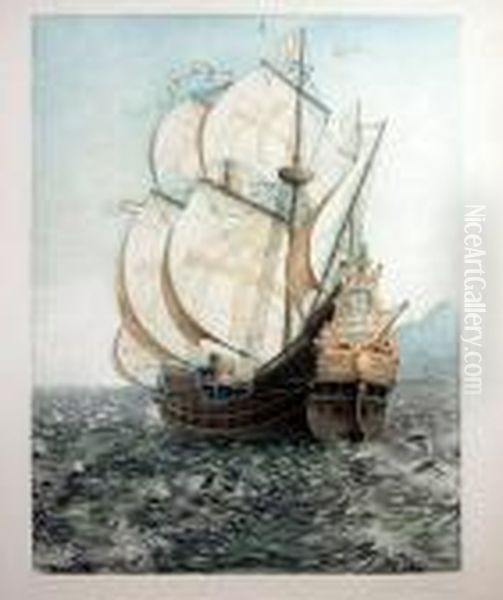 The Golden Galleon (f. 114) Oil Painting by John Taylor Arms