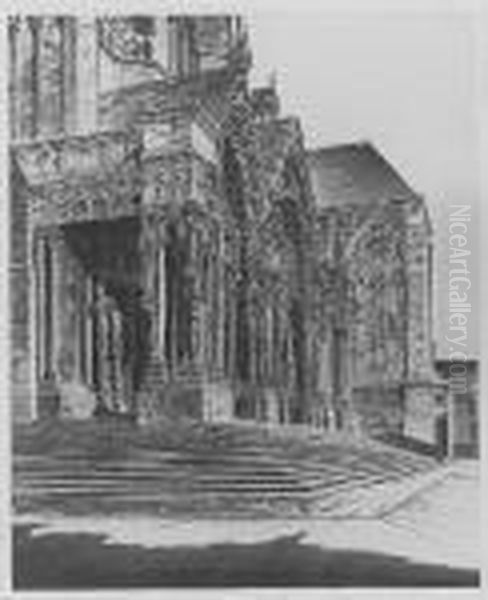 In Memoriam (the North Portal Of Chartres Cathedral) (f. 317) Oil Painting by John Taylor Arms