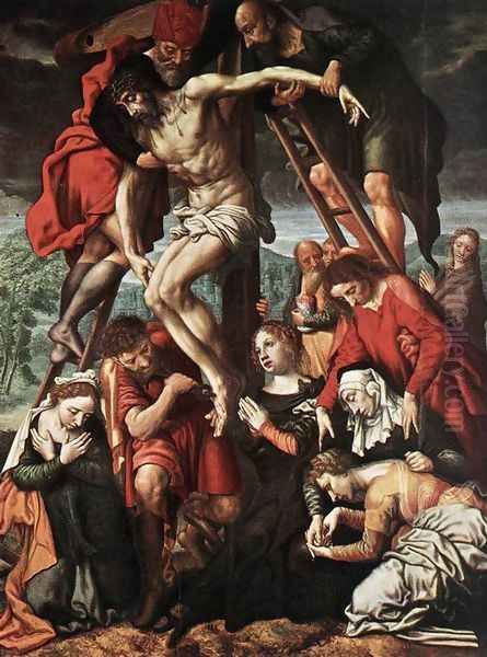 The Descent from the Cross Oil Painting by Jan Sanders Van Hemessen