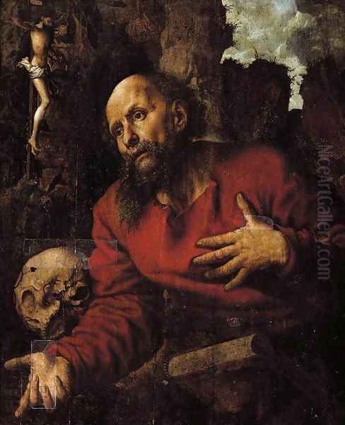 St Jerome 1548 Oil Painting by Jan Sanders Van Hemessen