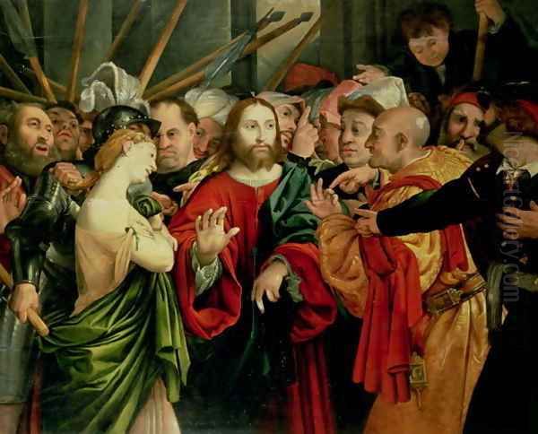 Christ and the Woman Taken in Adultery Oil Painting by Jan Sanders Van Hemessen