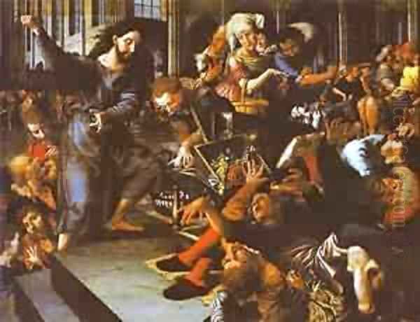 Christ Driving Merchants From The Temple 1556 Oil Painting by Jan Sanders Van Hemessen