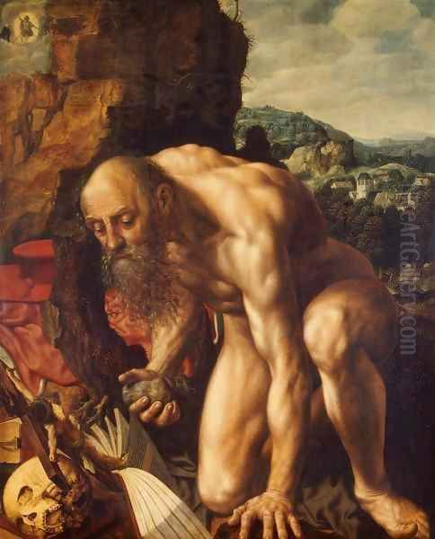 St Jerome 2 Oil Painting by Jan Sanders Van Hemessen