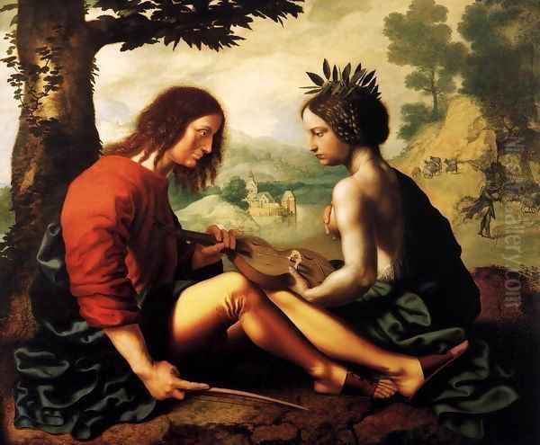 Allegorical Scene Oil Painting by Jan Sanders Van Hemessen