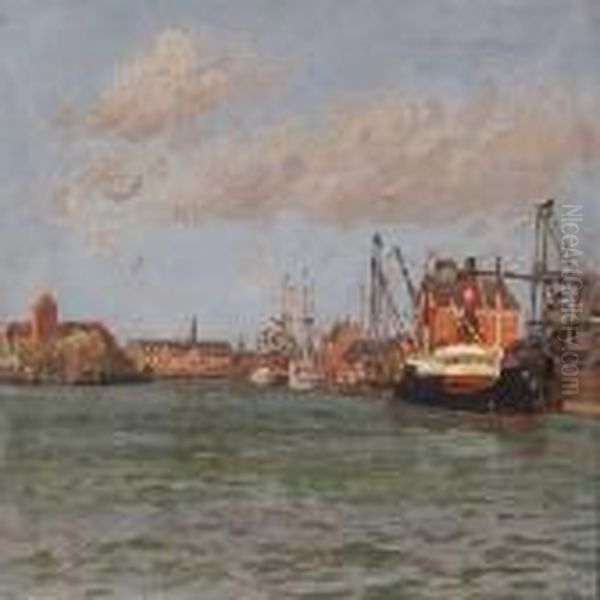 View From Korsor Habour by Vilhelm Karl Ferd. Arnesen