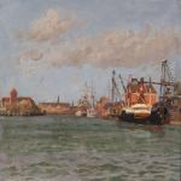 View From Copenhagen Habour Oil Painting by Vilhelm Karl Ferd. Arnesen