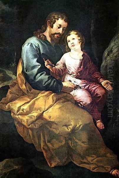 St Joseph and the Christ Child Oil Painting by Francisco De, The Elder Herrera