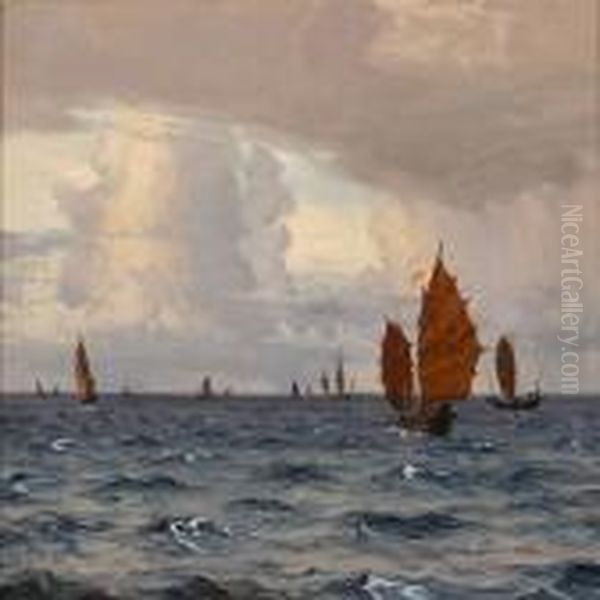 Den Bengalske Bugt Oil Painting by Vilhelm Karl Ferd. Arnesen