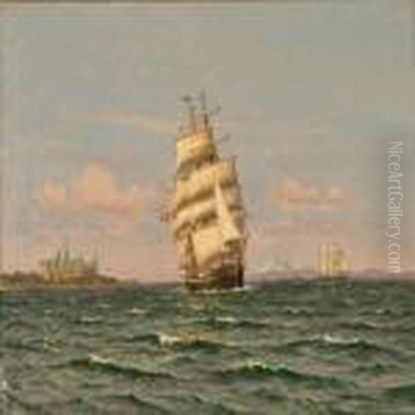 Coastal Scene Near Elsinore Castle Oil Painting by Vilhelm Karl Ferd. Arnesen