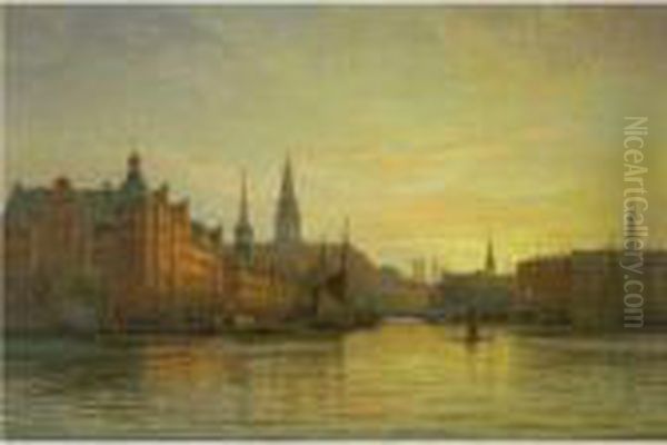 Udsigt Til Langebro, 
Christiansborg Og Borsen (view Of Langebro,christiansborg And The Stock 
Exchange, Copenhagen) Oil Painting by Vilhelm Karl Ferd. Arnesen