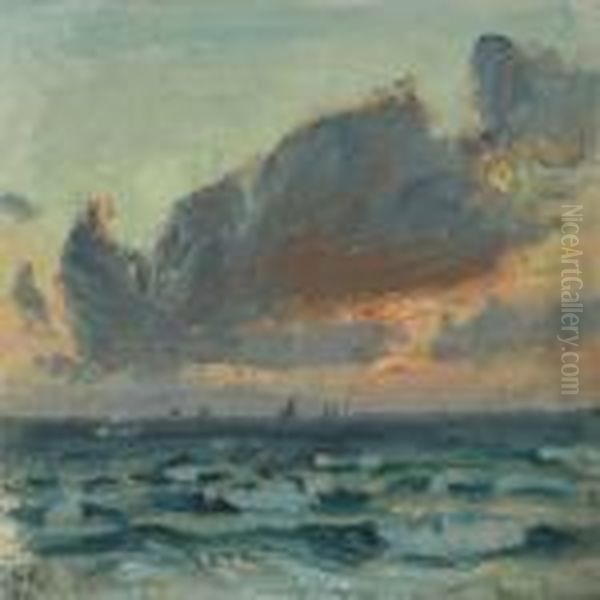 Marine Oil Painting by Vilhelm Karl Ferd. Arnesen