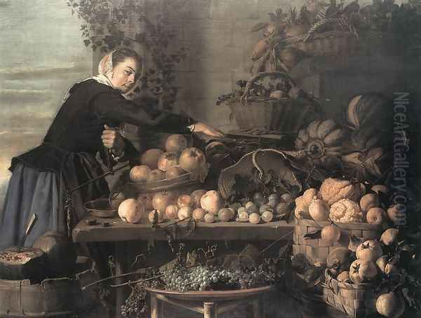 Fruit and Vegetable Seller 1630 Oil Painting by Claes Van Heussen