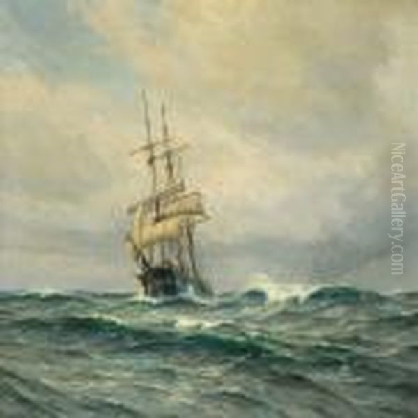 Seascape Oil Painting by Vilhelm Karl Ferd. Arnesen