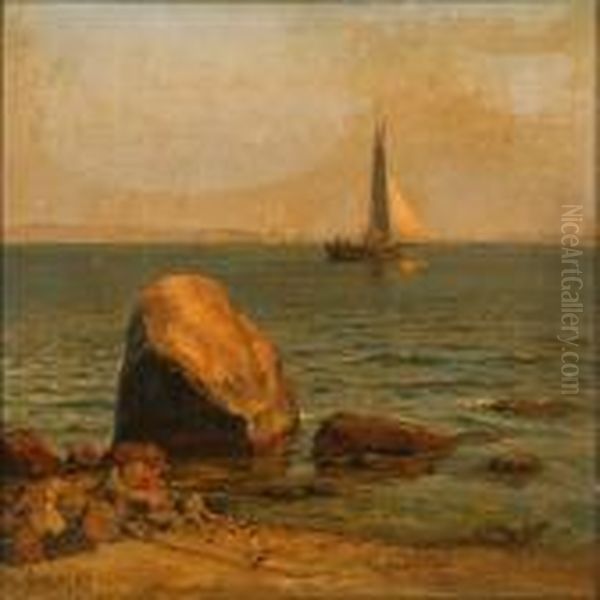 Coastal Scene Withsailing Boats On The Great Sound Oil Painting by Vilhelm Karl Ferd. Arnesen