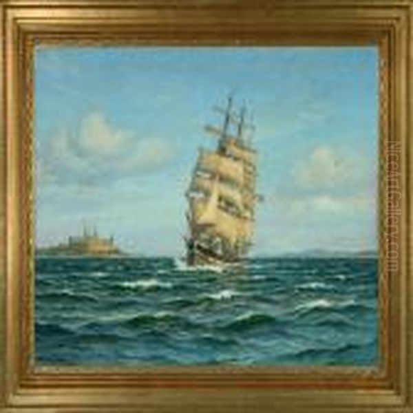 Wessel Passing Kronborg Castle Oil Painting by Vilhelm Karl Ferd. Arnesen