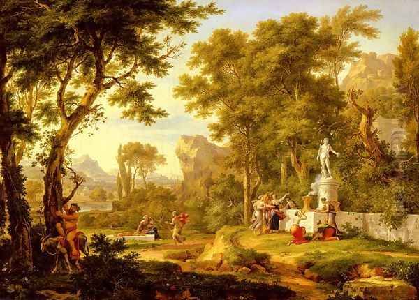 A classical landscape with the Worship of Bacchus Oil Painting by Jan Van Huysum