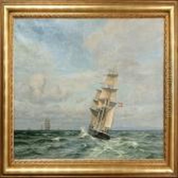 Ships In The Great Sound Oil Painting by Vilhelm Karl Ferd. Arnesen