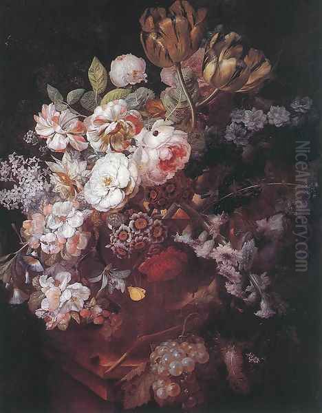 Vase with Flowers Oil Painting by Jan Van Huysum