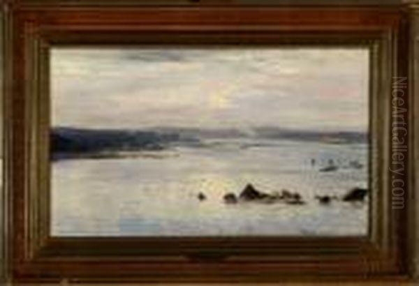 Coastal Scenery From Kotka In Finland Oil Painting by Vilhelm Karl Ferd. Arnesen