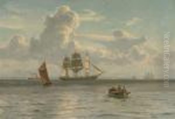 A Danish Barque In The Channel Oil Painting by Vilhelm Karl Ferd. Arnesen