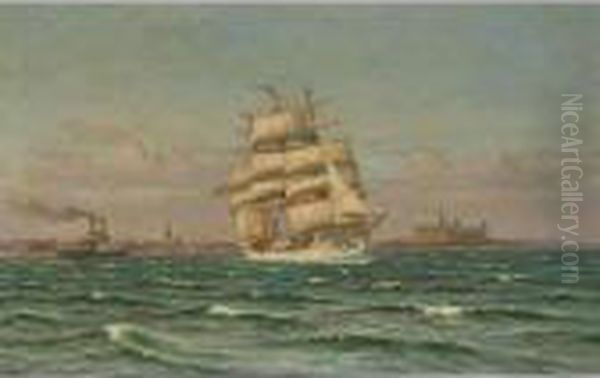 Shipping Off Kronborg Oil Painting by Vilhelm Karl Ferd. Arnesen