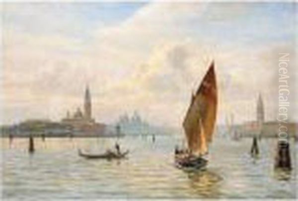 The Lagoon, Venice Oil Painting by Vilhelm Karl Ferd. Arnesen