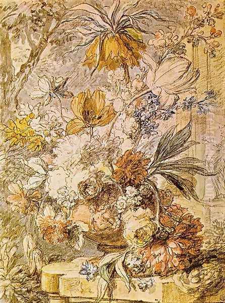 Vase with Flowers 1726 Oil Painting by Jan Van Huysum