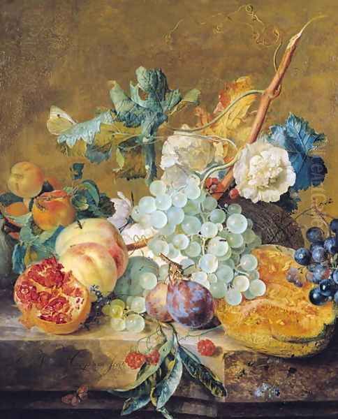 Flowers and Fruit Oil Painting by Jan Van Huysum