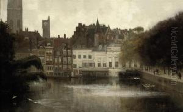 The Hofvijver With The Lange Vijverberg And The Society Placeroyale, The Hague Oil Painting by Floris Arntzenius