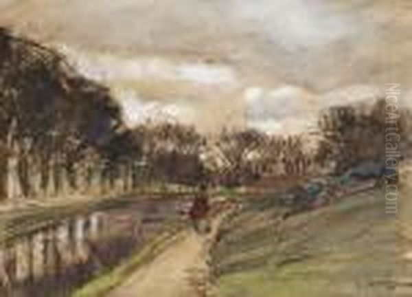 A Footpath Oil Painting by Floris Arntzenius