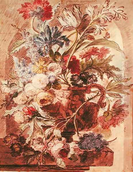 Bouquet of Flowers in a Vase Oil Painting by Jan Van Huysum