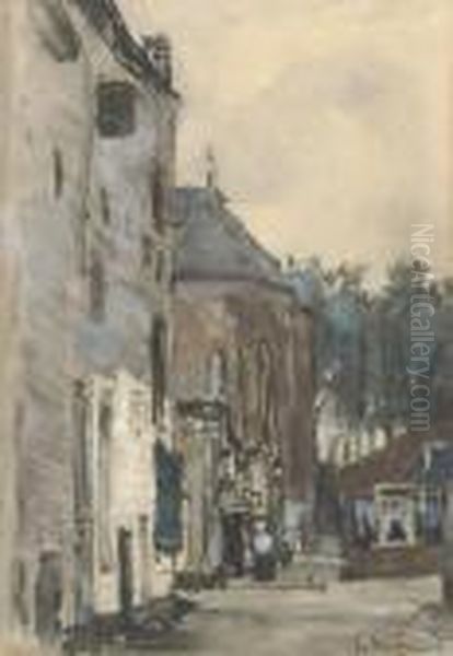 A Little Dutch Street Oil Painting by Floris Arntzenius