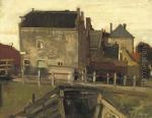 Achterbuurt Te Dordrecht: The Little Bridge Oil Painting by Floris Arntzenius