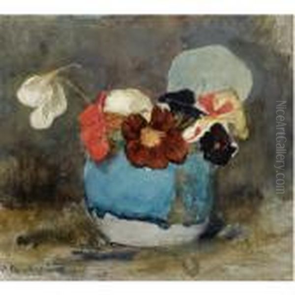 A Still Life With Indian Cress Oil Painting by Floris Arntzenius