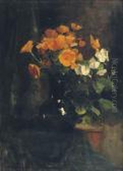 Yellow And White Flowers Oil Painting by Floris Arntzenius