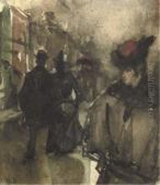 An Evening Stroll Oil Painting by Floris Arntzenius