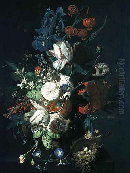 Vase with Flowers 2 Oil Painting by Jan Van Huysum