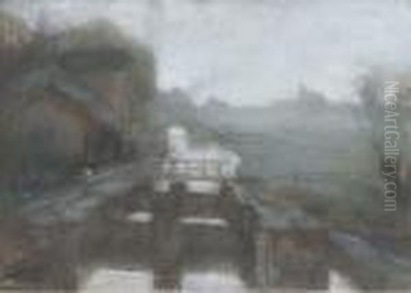 Sluisje Nieuwveen: A Sluice In Nieuwveen Oil Painting by Floris Arntzenius