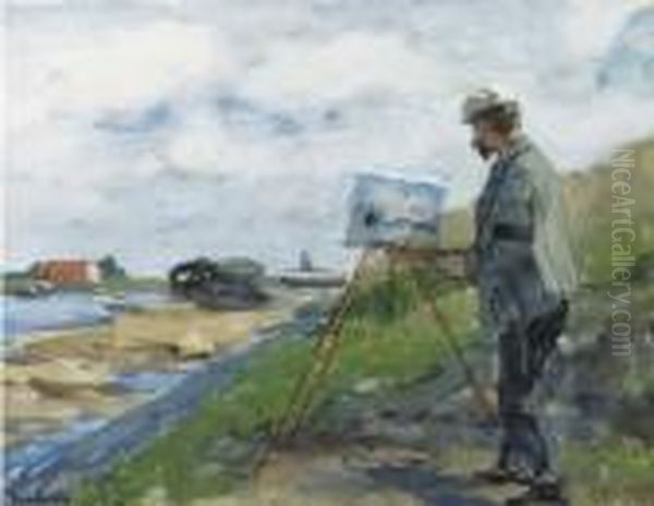 The Painter Carl August Breitenstein At Work Oil Painting by Floris Arntzenius