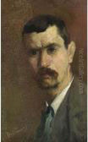 A Self Portrait Oil Painting by Floris Arntzenius