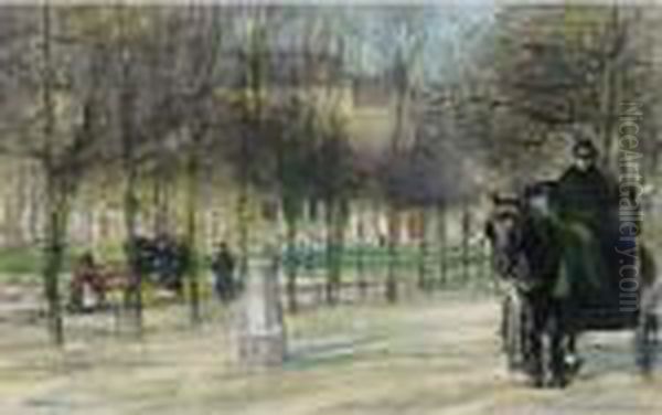 Carriages On Het Lange Voorhout, The Hague Oil Painting by Floris Arntzenius