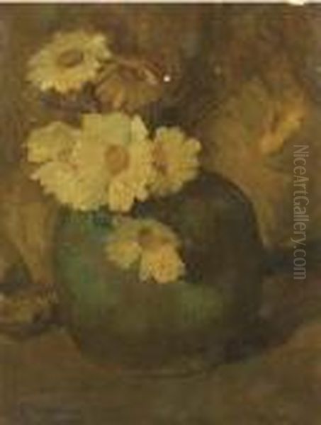 Daisies In A Ginger Jar Oil Painting by Floris Arntzenius