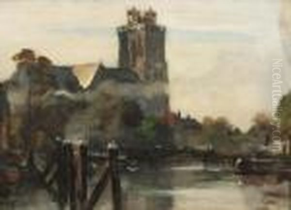 View Of The Grote Kerk In Dordrecht Oil Painting by Floris Arntzenius