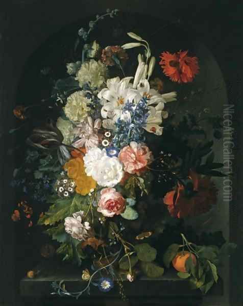 Bouquet of Flowers Oil Painting by Jan Van Huysum