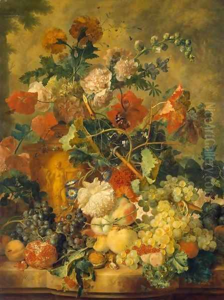 Flowers and Fruit 2 Oil Painting by Jan Van Huysum