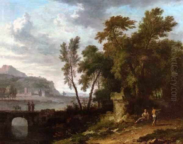 Landscape with Ruin and Bridge Oil Painting by Jan Van Huysum