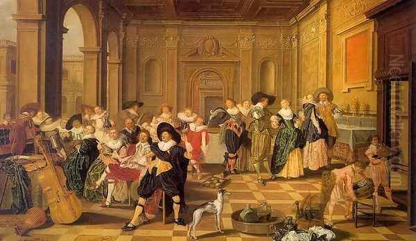 Banquet Scene in a Renaissance Hall 1628 Oil Painting by Dirck Hals